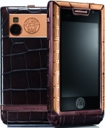  Versace Unique Brown alligator, Brown PVD & gold